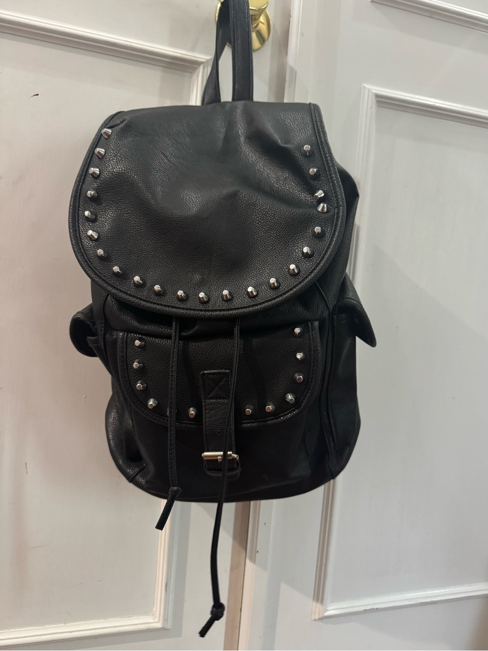 Vintage Stone Mountain Black Back Pack Purse studded leather